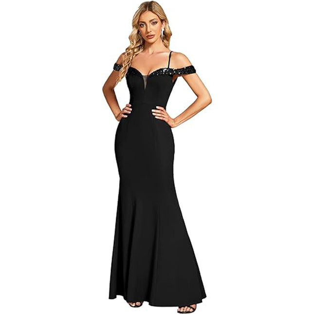 Off-neck Sling Evening Long Dress