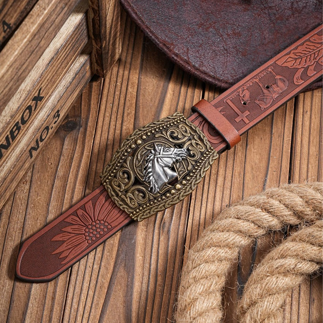Ceinture de personnalité en denim rétro sculptée de style western
