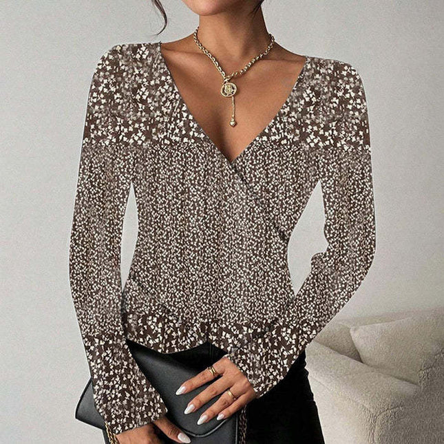 Women's V-neck Long Sleeve T-shirt