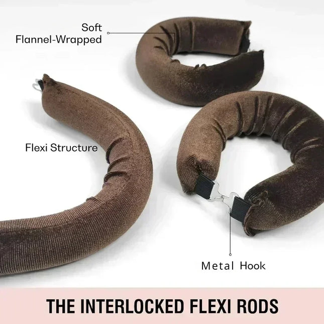 Heatless Hair Curlers Curling Rod Headband with soft flannel wrap and flexi structure for heat-free styling.