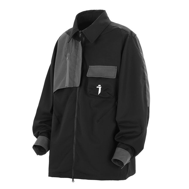 Men's Irregular Splicing Polo Collar Jacket