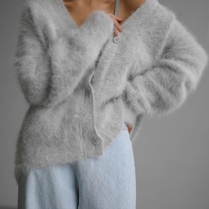 Loose V-neck Button Cardigan