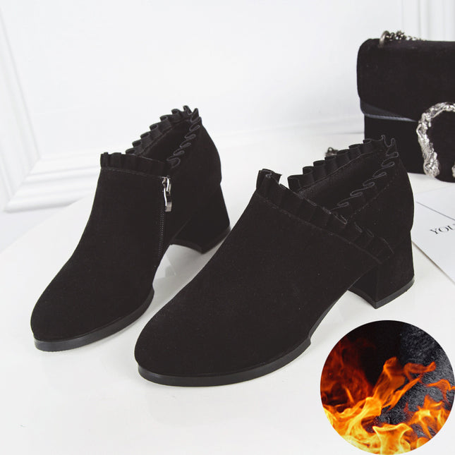 Frosted Martin Boots for Women & Kids, High Heel & Pointed Toe