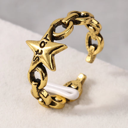 Vintage Vintage Pentagram Star STAR Letter Open Ring