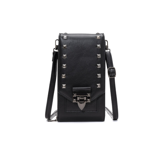 Rivet Design PU Leather Crossbody Bag for Women - Trendy Solid Color Shoulder Handbag