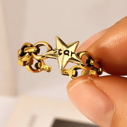Vintage Vintage Pentagram Star STAR Letter Open Ring