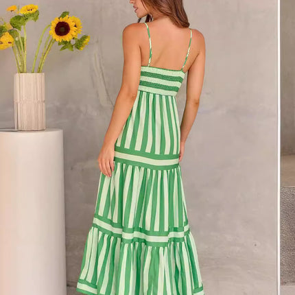 Striped Suspender Dress with Pockets