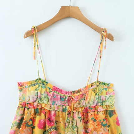 Y2K Floral Print Suspender Beach Dress