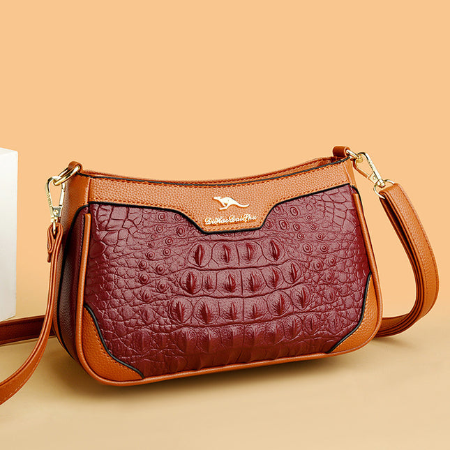 Alligator Pattern PU Leather Crossbody Shoulder Bag for Women