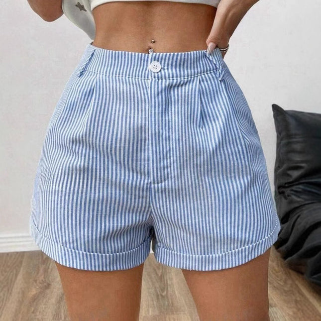 Short à poches rayé tendance pour femme