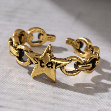 Vintage Vintage Pentagram Star STAR Letter Open Ring