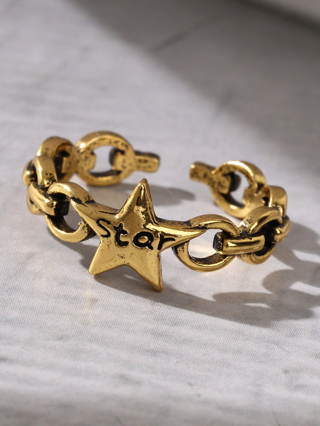 Vintage Vintage Pentagram Star STAR Letter Open Ring