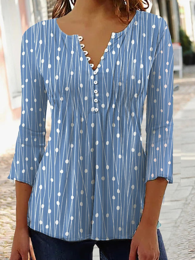 Fashion Printed Long-Sleeved Blouse