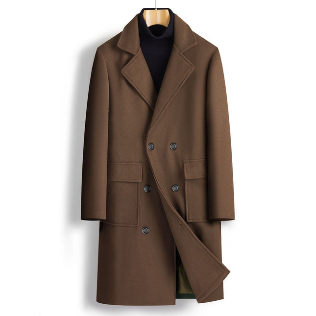 Men's Double-Breasted Mid-Length Coat