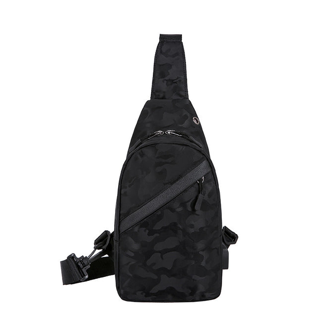 Camouflage Crossbody Chest Bag for Men with Headphone Hole
