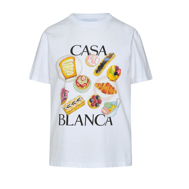 T-shirt à manches courtes ample et tendance avec imprimé hamburger pour le thé de l'après-midi