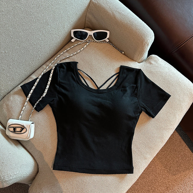 Chest Pad Hollow Design T-shirt