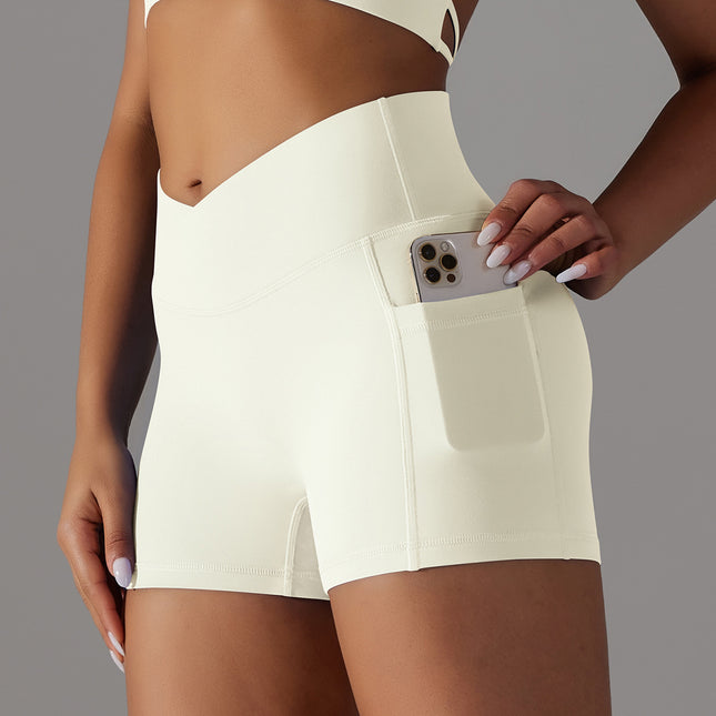Yoga Shorts with Phone Pocket Design