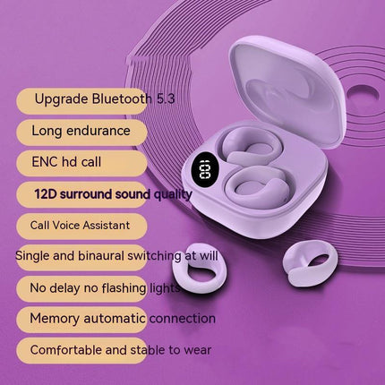 Private LED Digital Display Earclip Bluetooth Earbuds