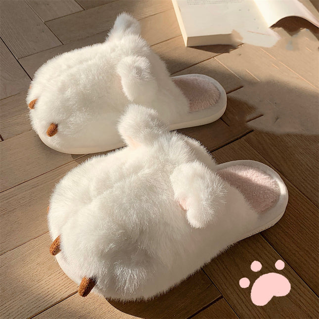 Chaussons en coton pour femme avec pattes de chat mignonnes pour l'hiver