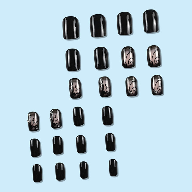 Dark Ins Style Black Vine Wearing Nails