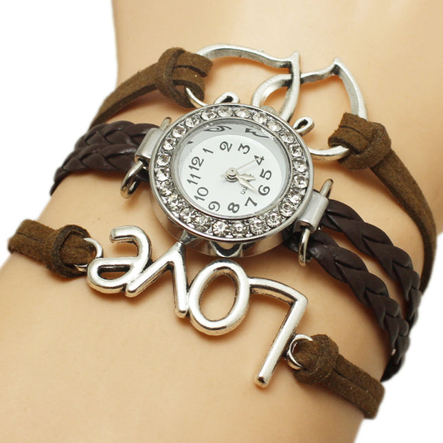 Heart-shaped Love Woven Multi-layer Watch