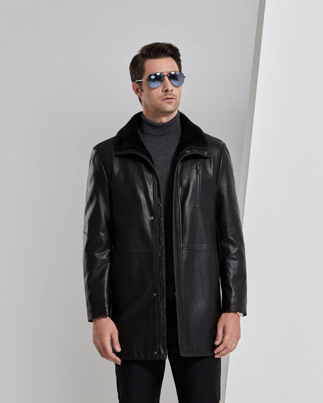 Men's Real Leather Fleece-Lined Jacket