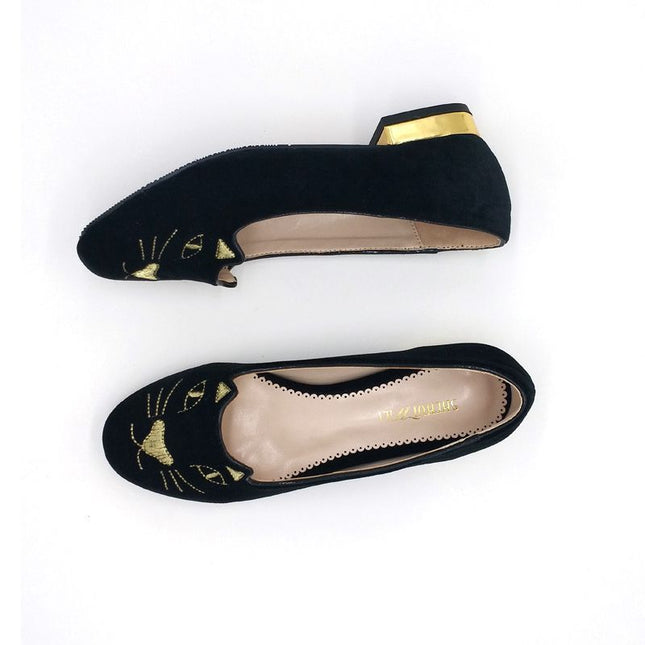 Charming Black Cat Ballet Flats for Women