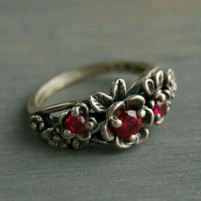 Women's Fashion Red Zircon Engagement Ring