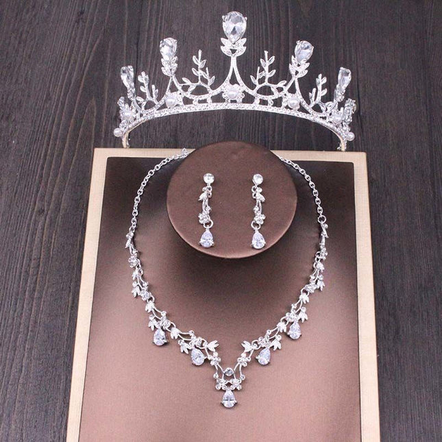 Bridal Crown Necklace Wedding Set