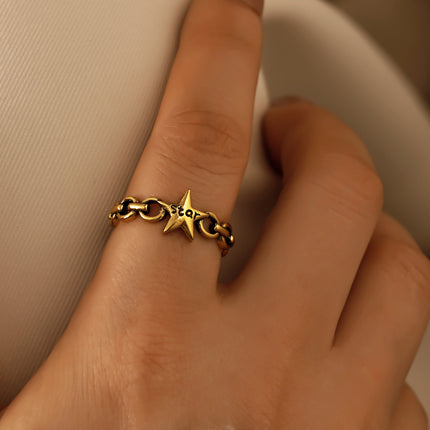 Vintage Vintage Pentagram Star STAR Letter Open Ring