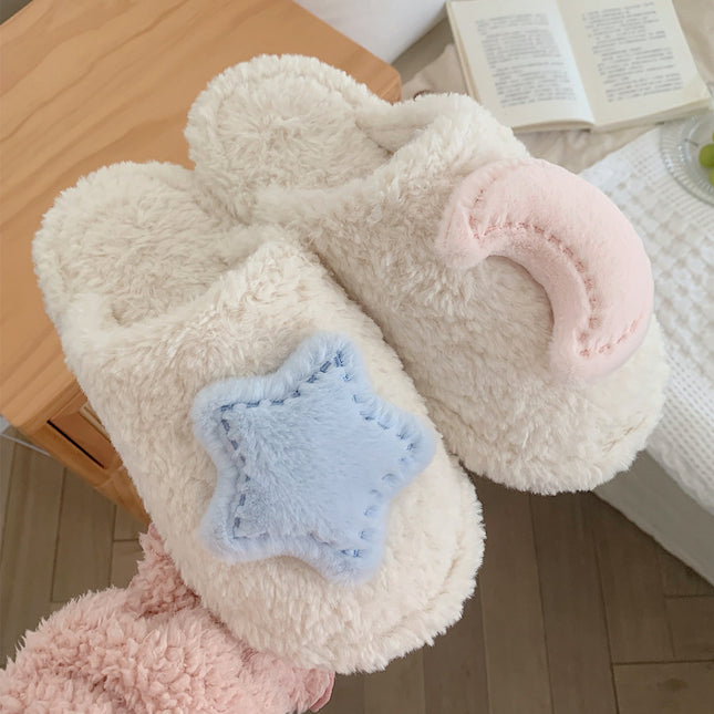 Stereoscopic Star Moon Heart Plush Slippers Women