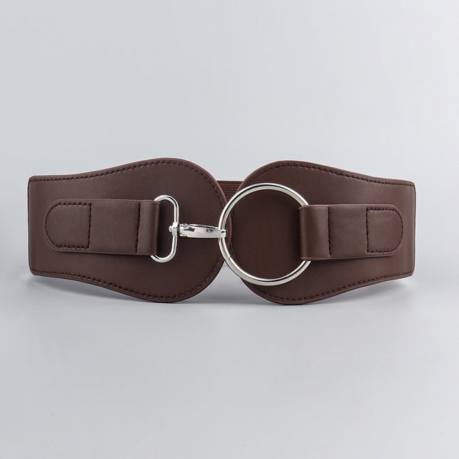 Women's Simple Sweet Cool PU Leather Decoration Wide Belt