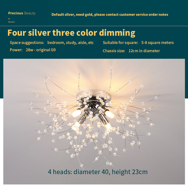 Dandelion Crystal Bedroom Ceiling Lamp
