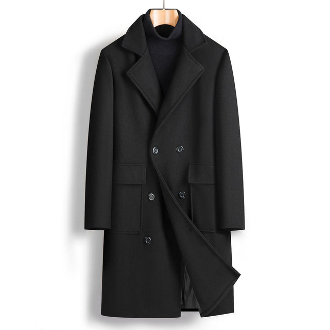 Men's Double-Breasted Mid-Length Coat