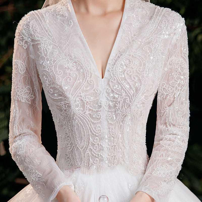 Bridal Temperament Trailing Long Sleeves wedding dresses