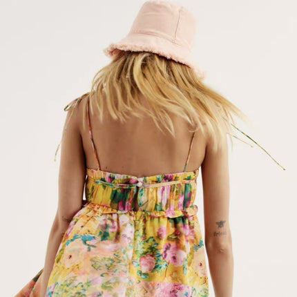 Y2K Floral Print Suspender Beach Dress
