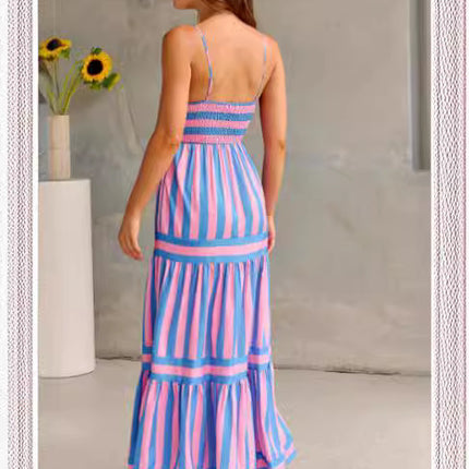 Striped Suspender Dress with Pockets