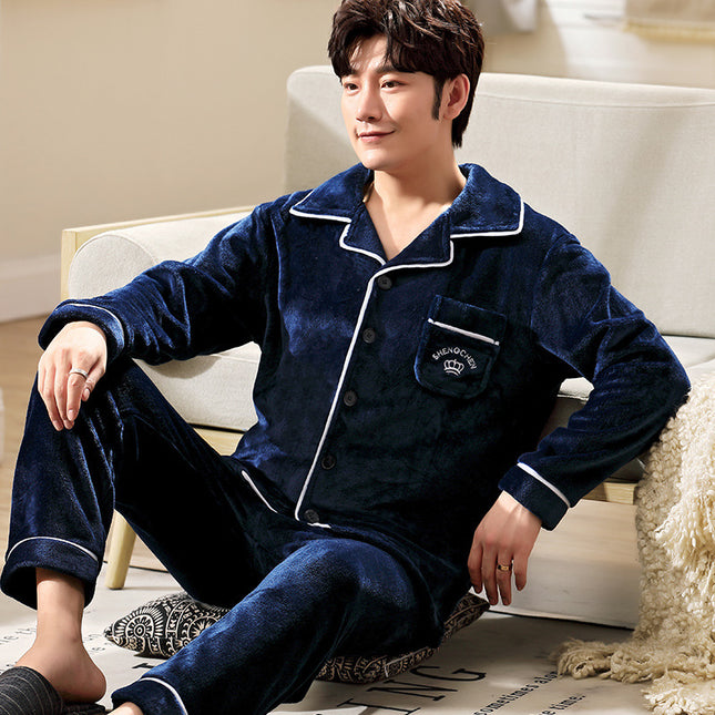 Men's Long Sleeve Cardigan Pajamas Outer Wear